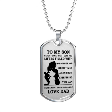 Customized Engraving Goku & Gohan Dog tag For Son - Father and Son Necklace Gift